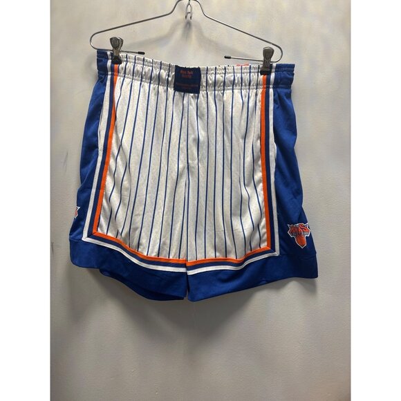 New York Knicks NBA Basketball Shorts White & Blue With Orange Trim L-SIZE YOUTH - Picture 1 of 12
